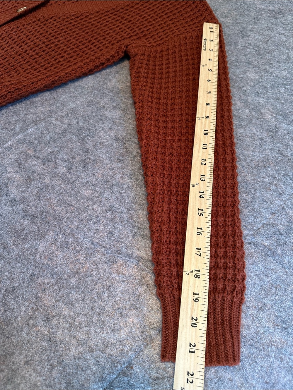Zenana Outfitters Burnt Orange Button-Up Waffle Knit Cardigan - Picture 8 of 8